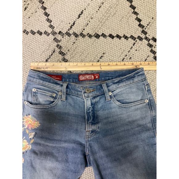 Lucky Brand Sweet Mid‎ Rise Straight Jeans 4/27R Floral Embroidered Boho - Picture 13 of 15
